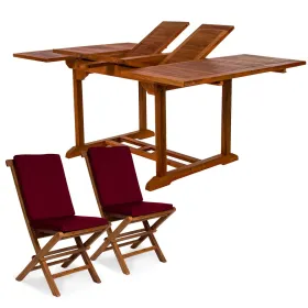 9pc. Ext. Folding Set w/ Red Cushions