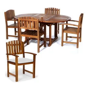 5pc. Oval Dining Chair Set w/ Red Cushions