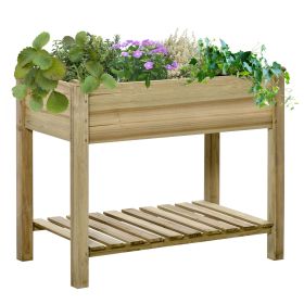 36" x 20" x 30" Raised Garden Bed with Legs and Storage Shelf, Elevated Wood Planter Box, Gardening Standing Growing Bed for Backyard, Patio