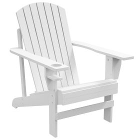 Modern Adirondack Chair with Cupholder for Patio, Garden & Lawn, White