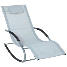 Reclined Relaxation: Grey Zero Gravity Rocker with Detachable Pillow for Patio