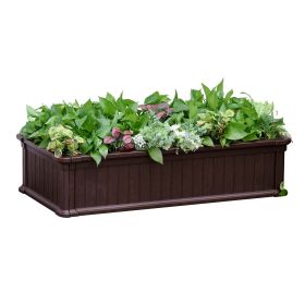 Raised Garden Bed 48.5" Brown Planter Box for Outdoor Flowers Herbs Veggies & Fruits Patio Backyard