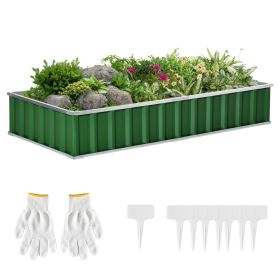 Metal Raised Garden Bed 69x36 Green Steel Planter Box for Patio Backyard DIY No Bottom with Gloves