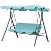Porch Swing Chair 3-Person with Adjustable Canopy Green Steel Frame for Patio