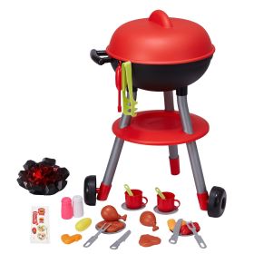 28 PCS BBQ Grill Playset, Kids Toys Kitchen Playset with Sound & Light, Little Chef Play