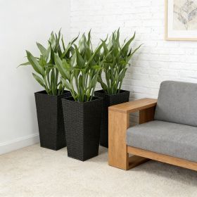 Tall Planters for Outdoor Plants Set of 3, 24 In Taper Planters with Drainage Holes