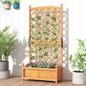 60 Inch Tall Raised Garden Bed with Diamond Lattice Trellis and Drainage Holes