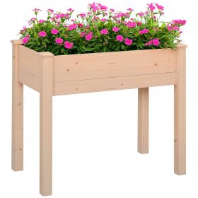 Raised Garden Bed with Legs, 34" x 18" x 30", Elevated Wooden Planter Box, Self-Draining with Bed Liner for Vegetables, Herbs, and Flowers Backya
