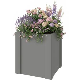 Raised Garden Bed Galvanized Planter Box Outdoor with Gloves for Gardening Vegetables, Flower, Herb, 1.4 x 1.4 x 1.5 ft, Gray