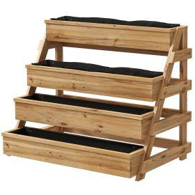4 Tier Vertical Raised Garden Bed with Drainage Holes, Outdoor Planter Box for Herbs, Vegetables, and Flowers