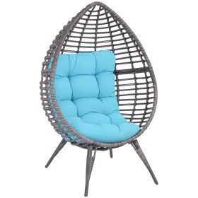 Rattan Egg Chair with Cushion, Sky Blue