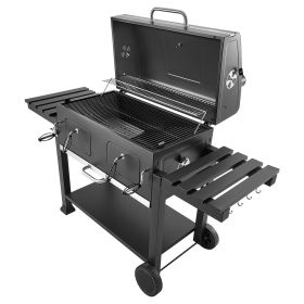 Charcoal Grill, 780 sq.in. Extra-Large Charcoal Barbecue Grill with 2 Liftable Charcoal Trays & Folding Side Tables
