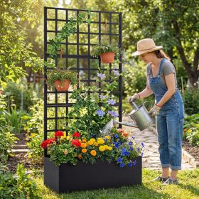 Metal Raised Garden Bed with Trellis and Drainage Holes for Climbing Plants
