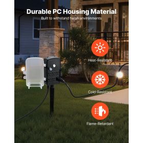 Outdoor Power Stake, 100 FT Extension Cord, Outdoor Power Strip Weatherproof with Cover and Overload Protection, 6 Outlets, 13A/1625W