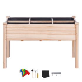 Raised Garden Bed, 3.9 x 1.9 x 2.5 ft Wooden Planter Box, Elevated Outdoor Planting Boxes with Legs