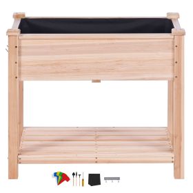 Raised Garden Bed, 34 x 18 x 30 in Wooden Planter Box, Elevated Outdoor Planting Boxes with Legs