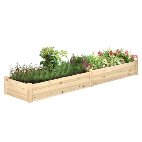 96" x 24" x 10" Wooden Raised Garden Bed with 2 Planter Box and Non-woven Fabric Liner for Backyard, Patio to Grow Vegetables, Herbs, and Flowers
