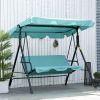 Porch Swing Chair 3-Person with Adjustable Canopy Green Steel Frame for Patio