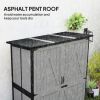 Wood Storage Shed, Outdoor Garden Shed with Asphalt Roof, 2 Shelves, Lockable Doors and Adjustable Feet, Gray