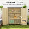 Wood Storage Shed, Outdoor Garden Shed with Asphalt Roof, 2 Shelves, Lockable Doors and Adjustable Feet, Natural