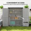Wood Storage Shed, Outdoor Garden Shed with Asphalt Roof, 2 Shelves, Lockable Doors and Adjustable Feet, Gray
