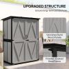 Wood Storage Shed, Outdoor Garden Shed with Asphalt Roof, 2 Shelves, Lockable Doors and Adjustable Feet, Gray